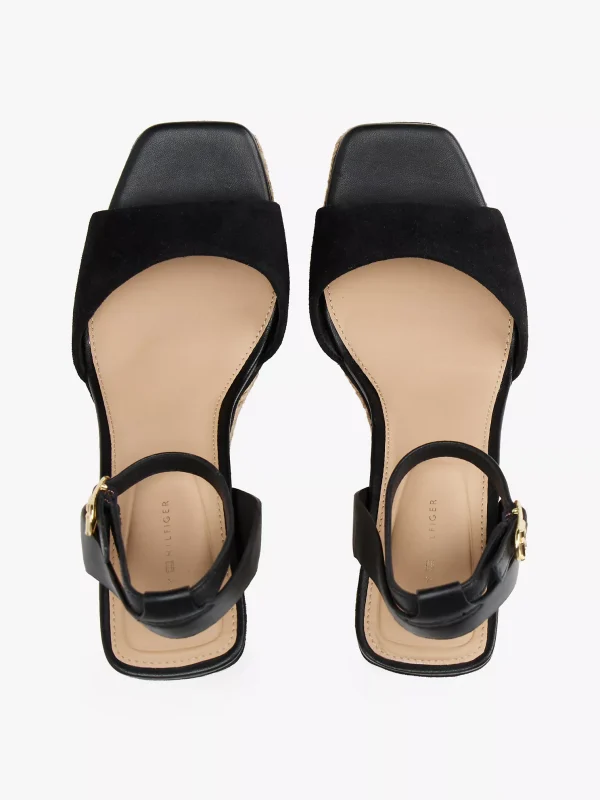 Leather & Suede Wedge Espadrille Sandal